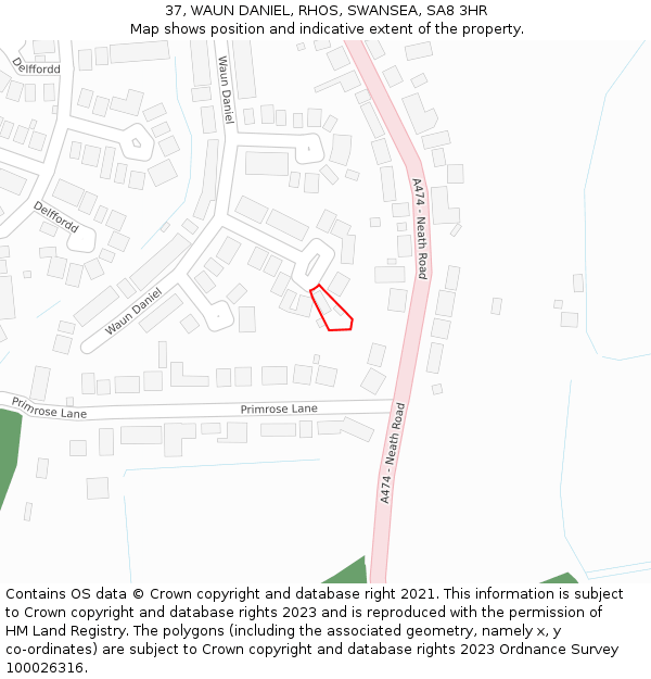 37, WAUN DANIEL, RHOS, SWANSEA, SA8 3HR: Location map and indicative extent of plot