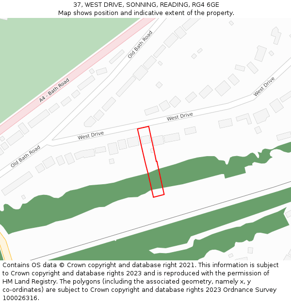 37, WEST DRIVE, SONNING, READING, RG4 6GE: Location map and indicative extent of plot