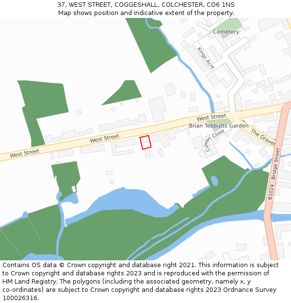 37, WEST STREET, COGGESHALL, COLCHESTER, CO6 1NS: Location map and indicative extent of plot