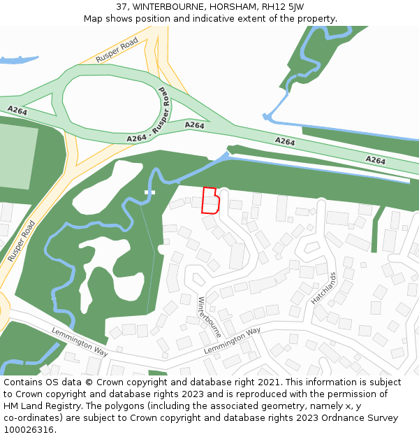 37, WINTERBOURNE, HORSHAM, RH12 5JW: Location map and indicative extent of plot