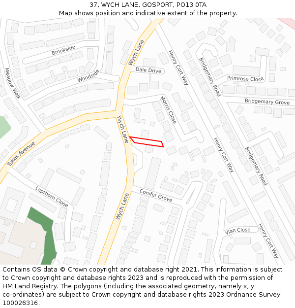 37, WYCH LANE, GOSPORT, PO13 0TA: Location map and indicative extent of plot