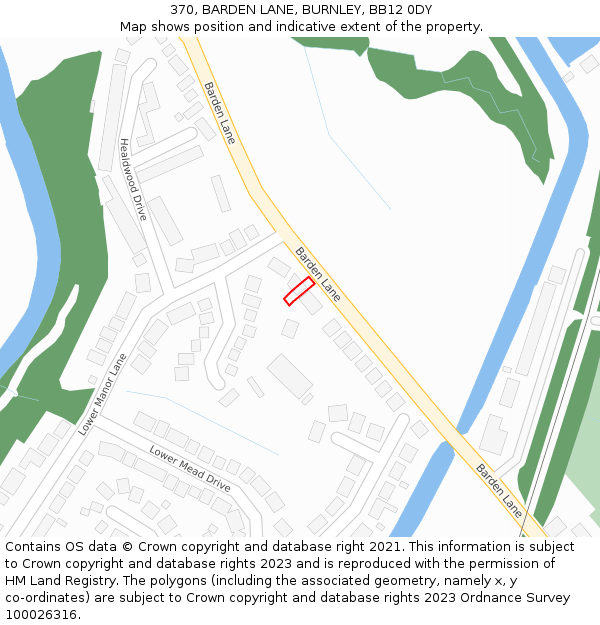 370, BARDEN LANE, BURNLEY, BB12 0DY: Location map and indicative extent of plot