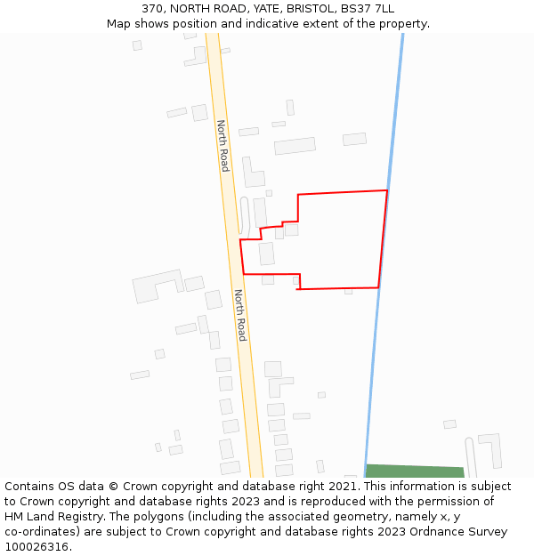 370, NORTH ROAD, YATE, BRISTOL, BS37 7LL: Location map and indicative extent of plot