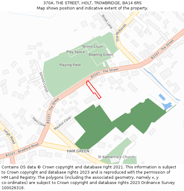 370A, THE STREET, HOLT, TROWBRIDGE, BA14 6RS: Location map and indicative extent of plot