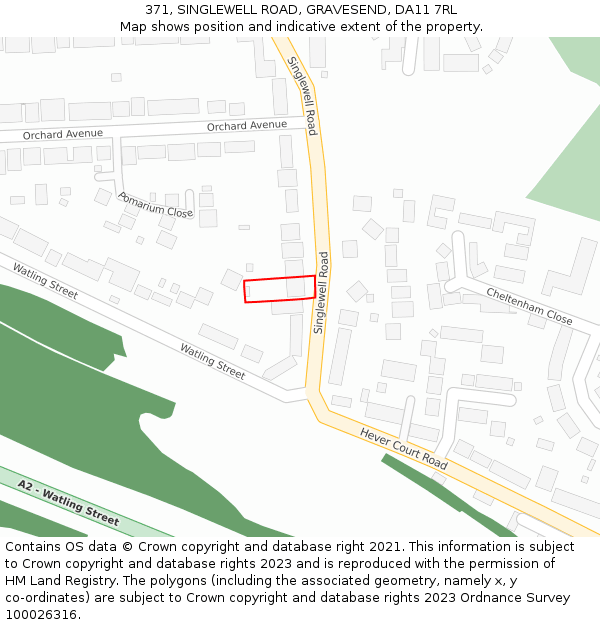 371, SINGLEWELL ROAD, GRAVESEND, DA11 7RL: Location map and indicative extent of plot