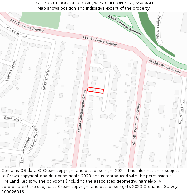 371, SOUTHBOURNE GROVE, WESTCLIFF-ON-SEA, SS0 0AH: Location map and indicative extent of plot