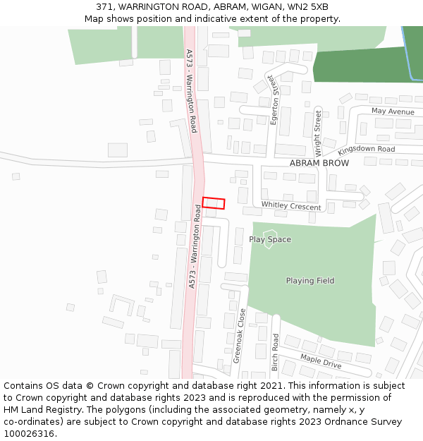 371, WARRINGTON ROAD, ABRAM, WIGAN, WN2 5XB: Location map and indicative extent of plot