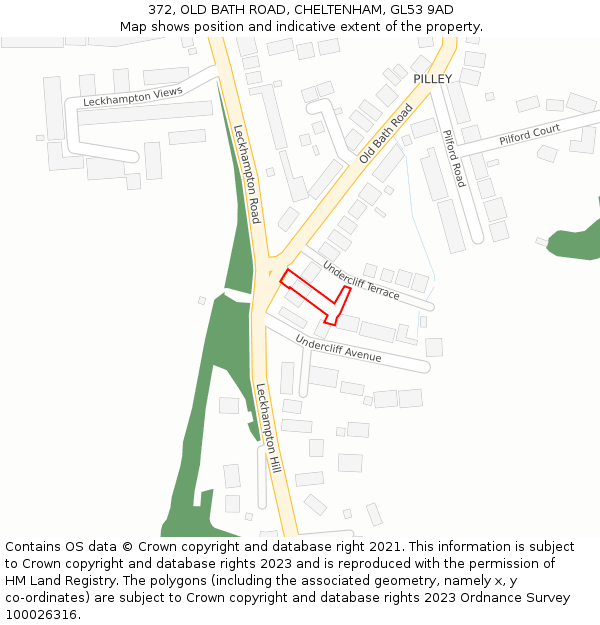 372, OLD BATH ROAD, CHELTENHAM, GL53 9AD: Location map and indicative extent of plot