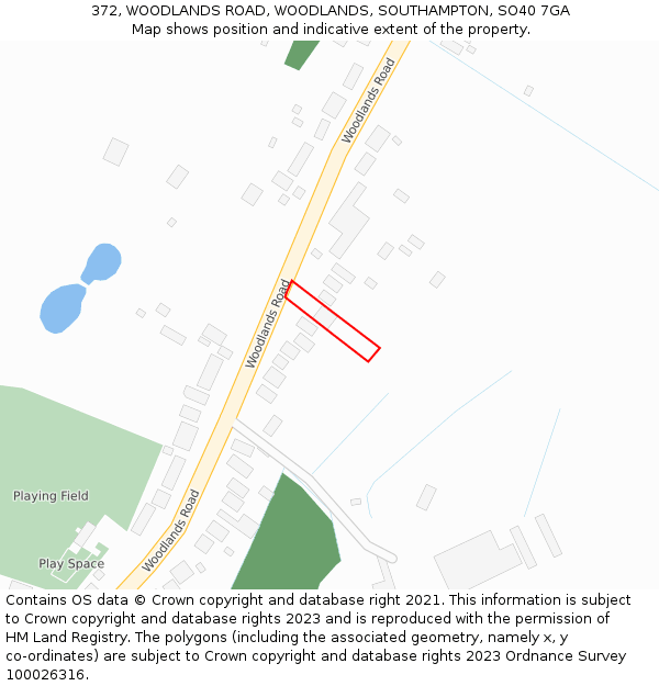 372, WOODLANDS ROAD, WOODLANDS, SOUTHAMPTON, SO40 7GA: Location map and indicative extent of plot