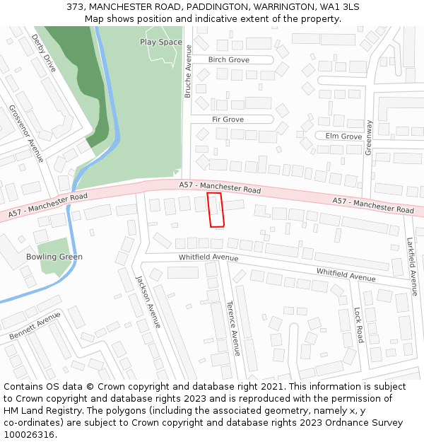 373, MANCHESTER ROAD, PADDINGTON, WARRINGTON, WA1 3LS: Location map and indicative extent of plot