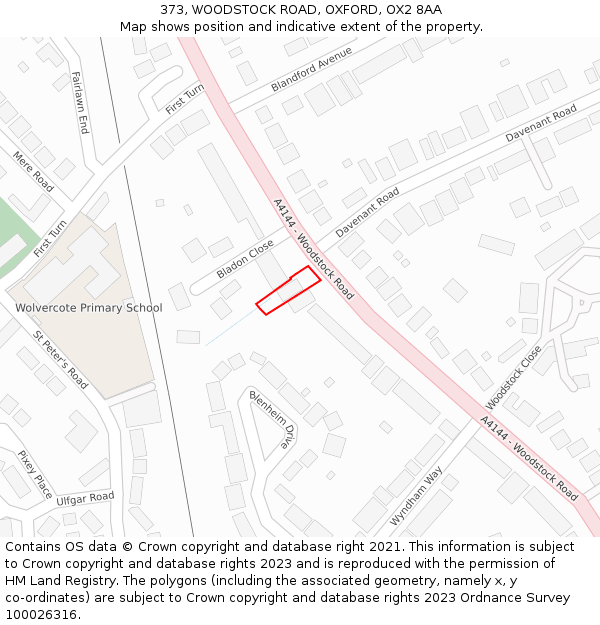 373, WOODSTOCK ROAD, OXFORD, OX2 8AA: Location map and indicative extent of plot