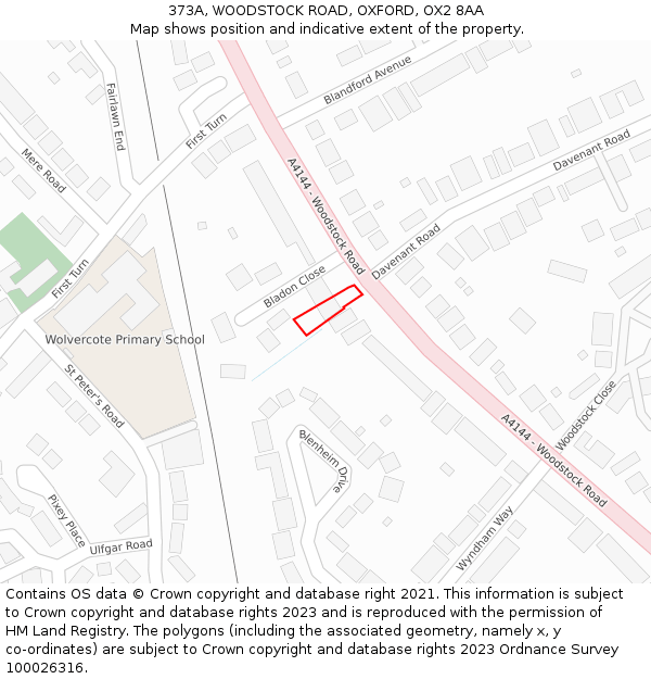 373A, WOODSTOCK ROAD, OXFORD, OX2 8AA: Location map and indicative extent of plot