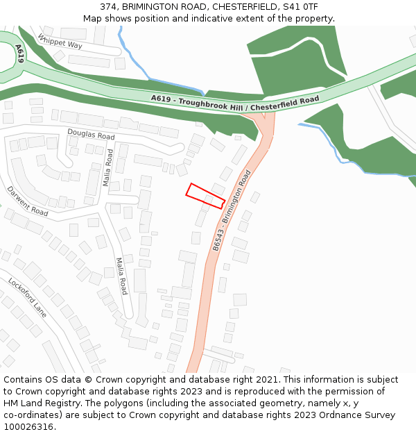 374, BRIMINGTON ROAD, CHESTERFIELD, S41 0TF: Location map and indicative extent of plot