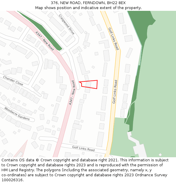 376, NEW ROAD, FERNDOWN, BH22 8EX: Location map and indicative extent of plot