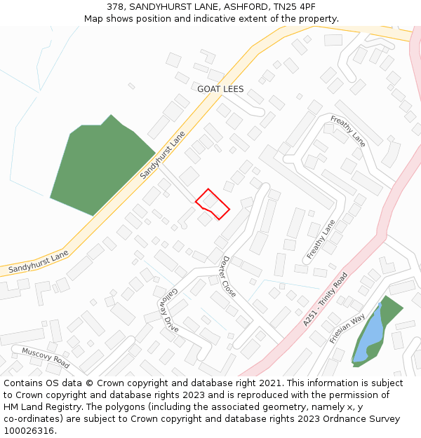 378, SANDYHURST LANE, ASHFORD, TN25 4PF: Location map and indicative extent of plot