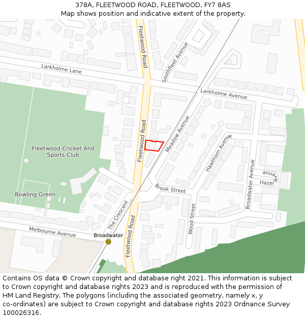 378A, FLEETWOOD ROAD, FLEETWOOD, FY7 8AS: Location map and indicative extent of plot