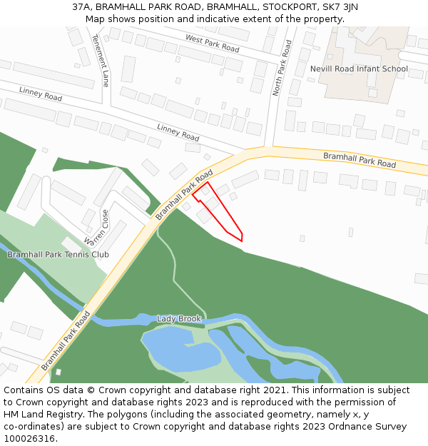 37A, BRAMHALL PARK ROAD, BRAMHALL, STOCKPORT, SK7 3JN: Location map and indicative extent of plot