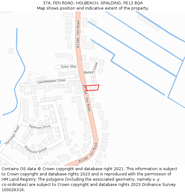 37A, FEN ROAD, HOLBEACH, SPALDING, PE12 8QA: Location map and indicative extent of plot