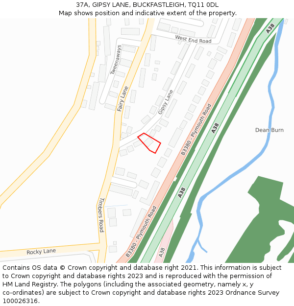 37A, GIPSY LANE, BUCKFASTLEIGH, TQ11 0DL: Location map and indicative extent of plot