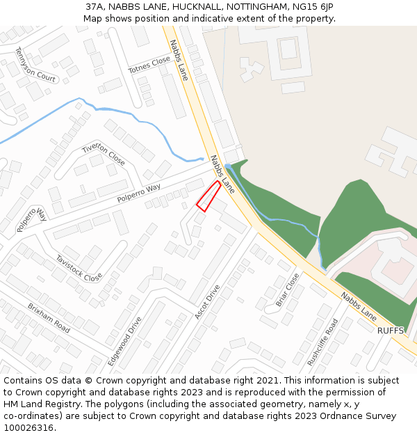 37A, NABBS LANE, HUCKNALL, NOTTINGHAM, NG15 6JP: Location map and indicative extent of plot