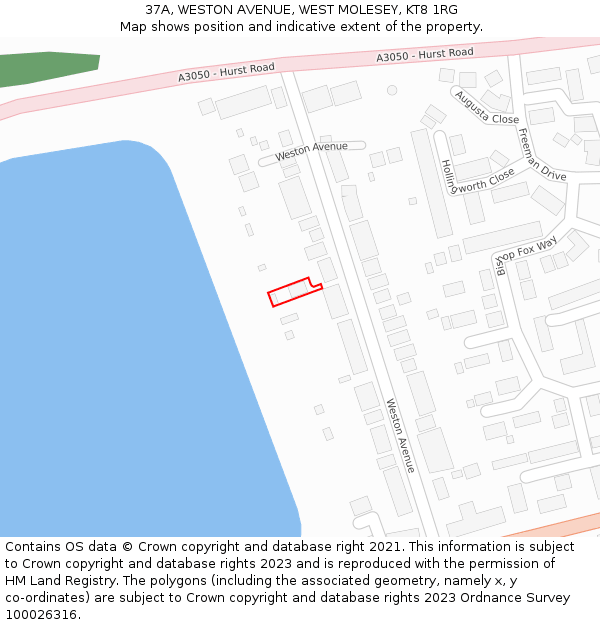 37A, WESTON AVENUE, WEST MOLESEY, KT8 1RG: Location map and indicative extent of plot