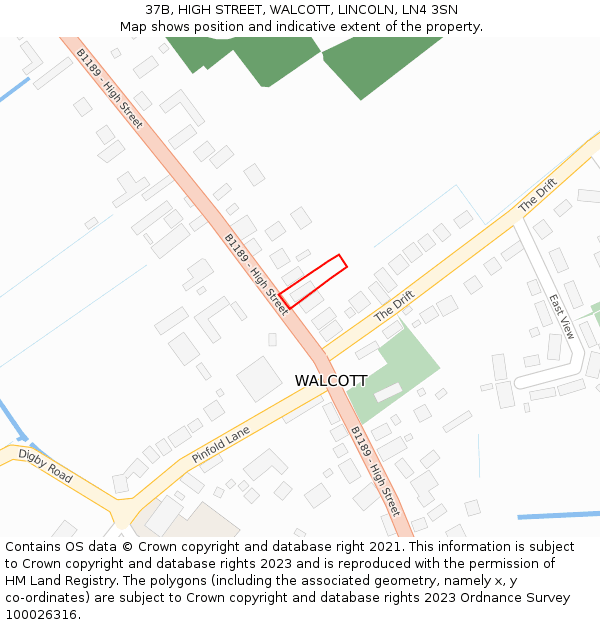 37B, HIGH STREET, WALCOTT, LINCOLN, LN4 3SN: Location map and indicative extent of plot