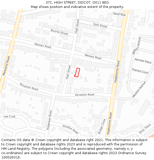 37C, HIGH STREET, DIDCOT, OX11 8EG: Location map and indicative extent of plot