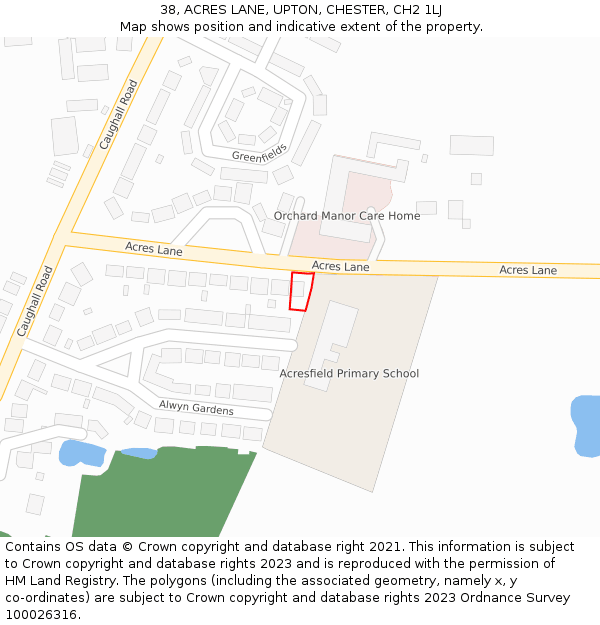 38, ACRES LANE, UPTON, CHESTER, CH2 1LJ: Location map and indicative extent of plot