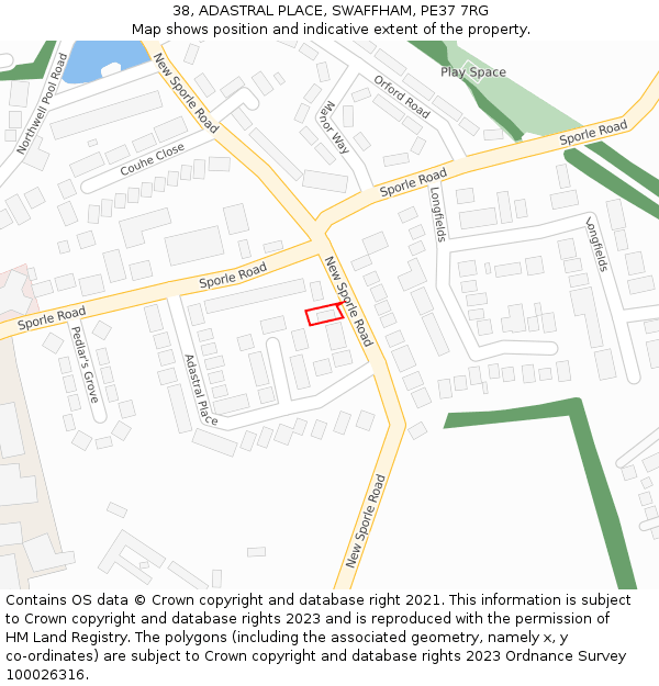 38, ADASTRAL PLACE, SWAFFHAM, PE37 7RG: Location map and indicative extent of plot