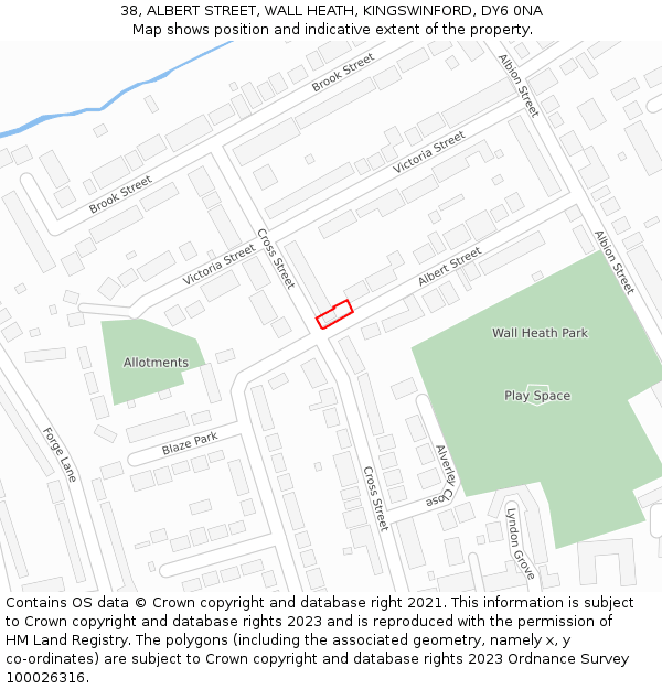 38, ALBERT STREET, WALL HEATH, KINGSWINFORD, DY6 0NA: Location map and indicative extent of plot