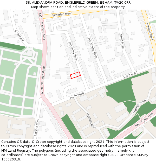 38, ALEXANDRA ROAD, ENGLEFIELD GREEN, EGHAM, TW20 0RR: Location map and indicative extent of plot