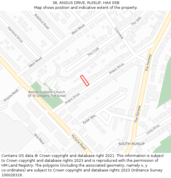 38, ANGUS DRIVE, RUISLIP, HA4 0SB: Location map and indicative extent of plot