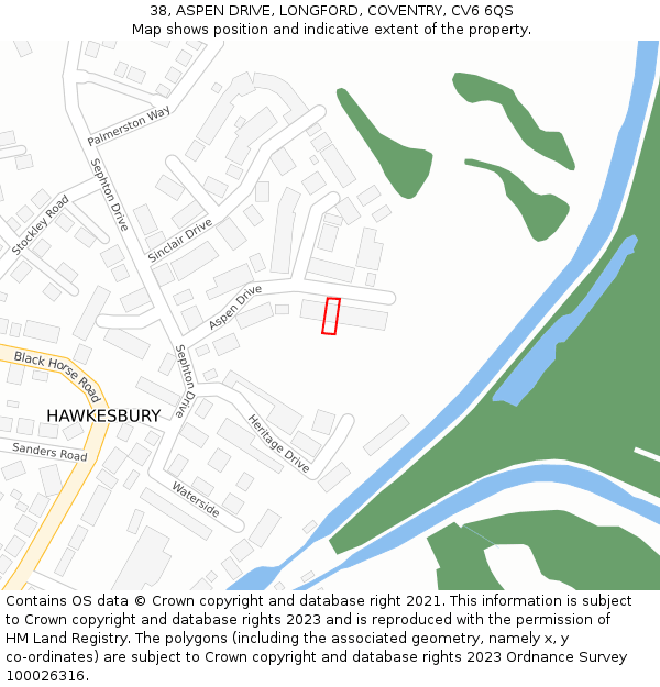 38, ASPEN DRIVE, LONGFORD, COVENTRY, CV6 6QS: Location map and indicative extent of plot