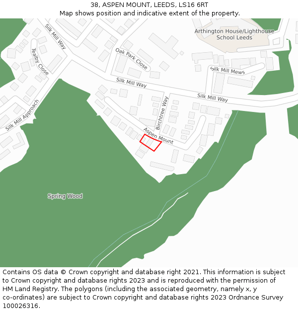 38, ASPEN MOUNT, LEEDS, LS16 6RT: Location map and indicative extent of plot