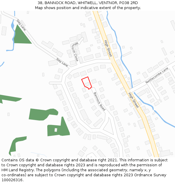 38, BANNOCK ROAD, WHITWELL, VENTNOR, PO38 2RD: Location map and indicative extent of plot