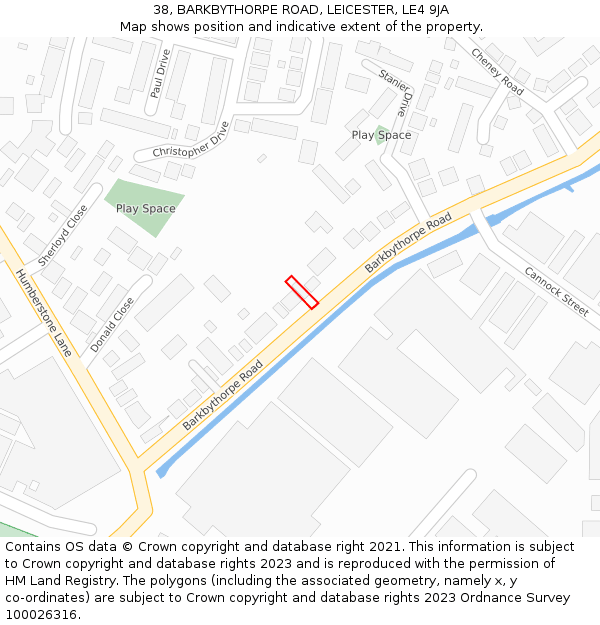 38, BARKBYTHORPE ROAD, LEICESTER, LE4 9JA: Location map and indicative extent of plot