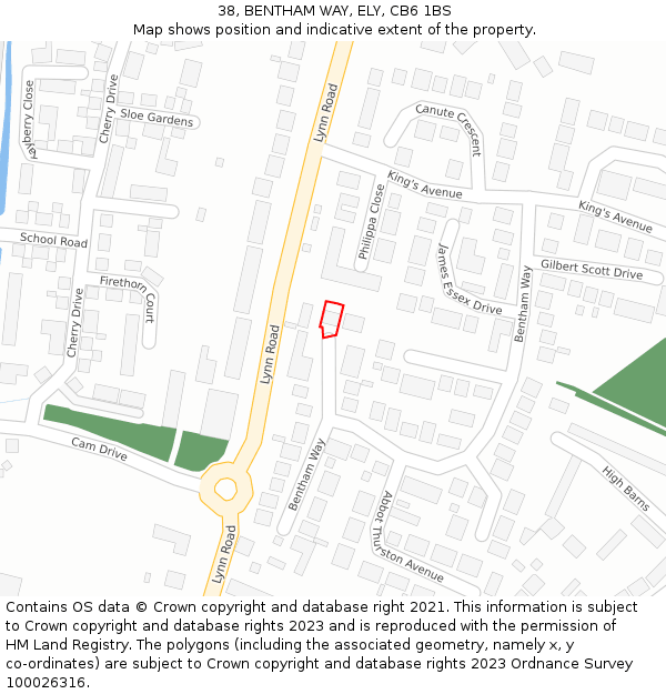 38, BENTHAM WAY, ELY, CB6 1BS: Location map and indicative extent of plot