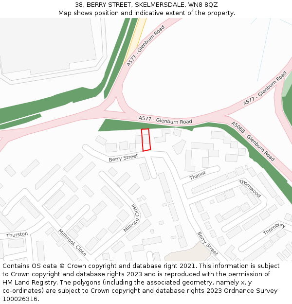 38, BERRY STREET, SKELMERSDALE, WN8 8QZ: Location map and indicative extent of plot