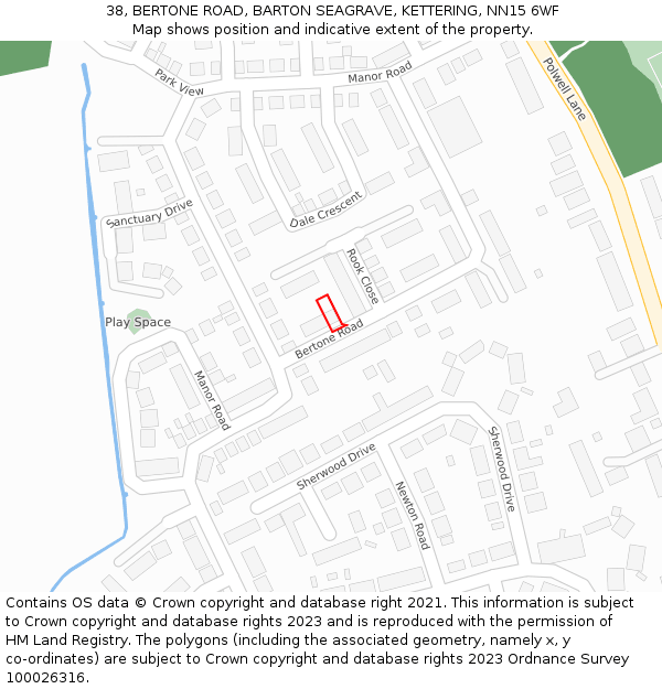 38, BERTONE ROAD, BARTON SEAGRAVE, KETTERING, NN15 6WF: Location map and indicative extent of plot