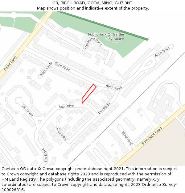 38, BIRCH ROAD, GODALMING, GU7 3NT: Location map and indicative extent of plot