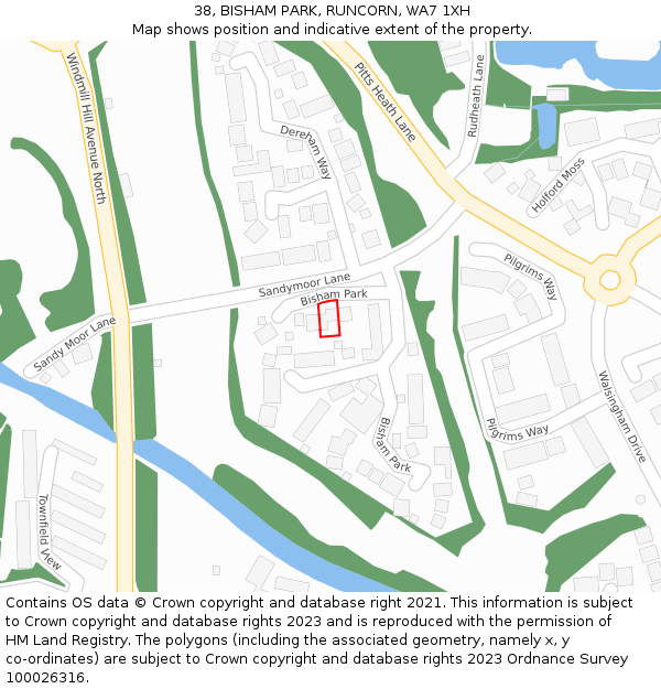 38, BISHAM PARK, RUNCORN, WA7 1XH: Location map and indicative extent of plot