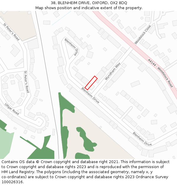 38, BLENHEIM DRIVE, OXFORD, OX2 8DQ: Location map and indicative extent of plot