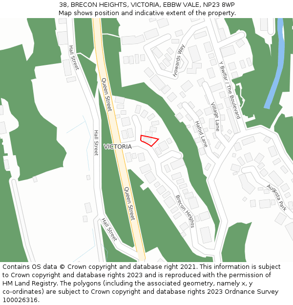 38, BRECON HEIGHTS, VICTORIA, EBBW VALE, NP23 8WP: Location map and indicative extent of plot