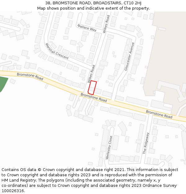 38, BROMSTONE ROAD, BROADSTAIRS, CT10 2HJ: Location map and indicative extent of plot