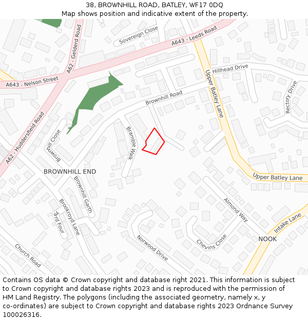 38, BROWNHILL ROAD, BATLEY, WF17 0DQ: Location map and indicative extent of plot