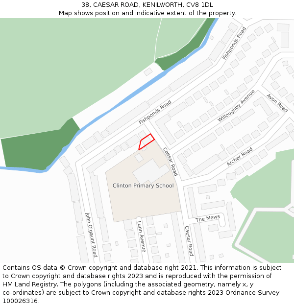 38, CAESAR ROAD, KENILWORTH, CV8 1DL: Location map and indicative extent of plot