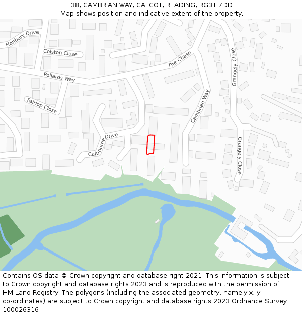 38, CAMBRIAN WAY, CALCOT, READING, RG31 7DD: Location map and indicative extent of plot