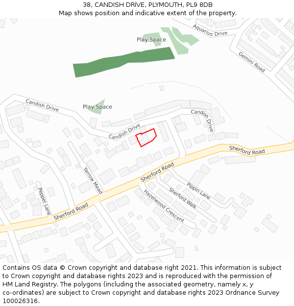 38, CANDISH DRIVE, PLYMOUTH, PL9 8DB: Location map and indicative extent of plot