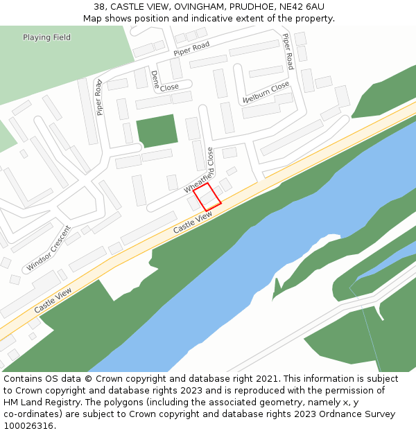 38, CASTLE VIEW, OVINGHAM, PRUDHOE, NE42 6AU: Location map and indicative extent of plot