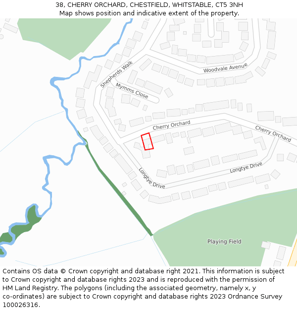 38, CHERRY ORCHARD, CHESTFIELD, WHITSTABLE, CT5 3NH: Location map and indicative extent of plot